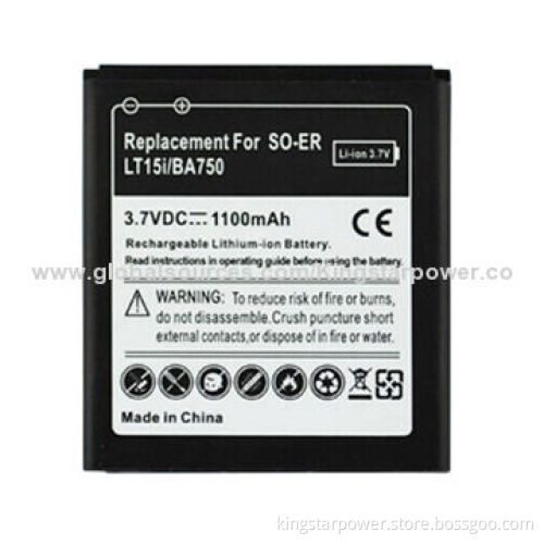 Mobile Phone Battery BA750 for Sony Ericsson LT15i, Li-ion, 3.7V 1100mAh or OEM Capacity